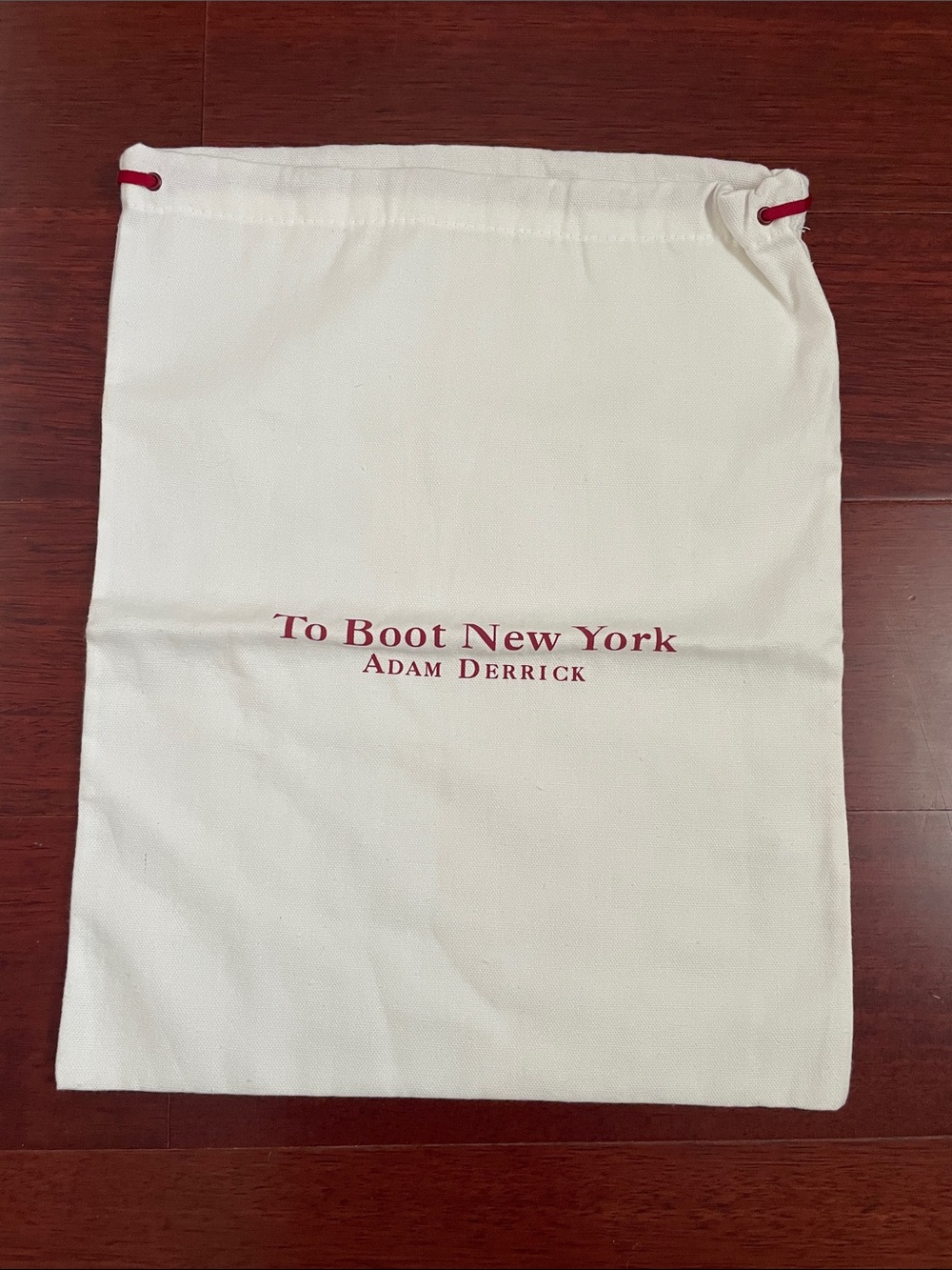 To Boot White Canvas Dust Bag with Red Logo